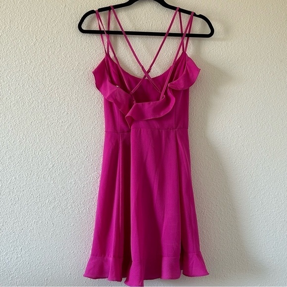 B. DARLIN Pink Strap Back Ruffle Hem Mini Dres Women Sz 13/14 - Picture 4 of 7